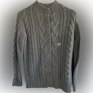 L.L. Bean Double L Cable Knit Button Front Cardigan - Size Small Petite